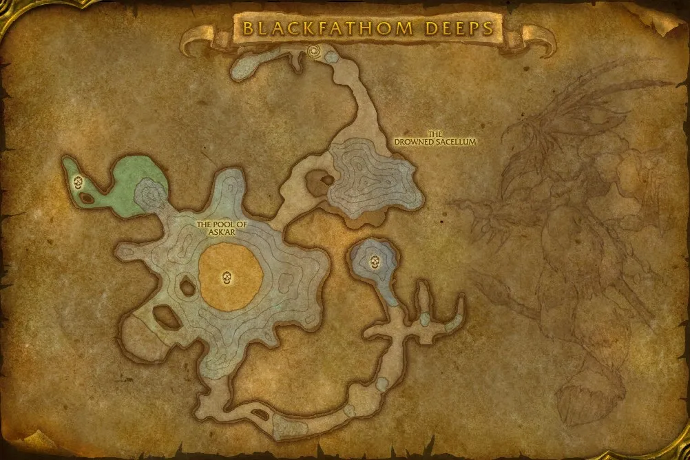 Blackfathom Deeps in-game map: The Pool of Ask'Ar