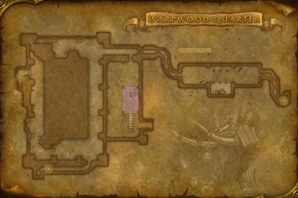 Dire Maul in-game map: East: Warpwood Quarter